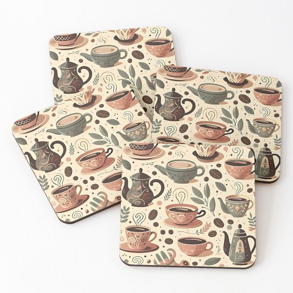 Item preview, Charming teapots and cups pattern designed and sold by Haji  Kamora.