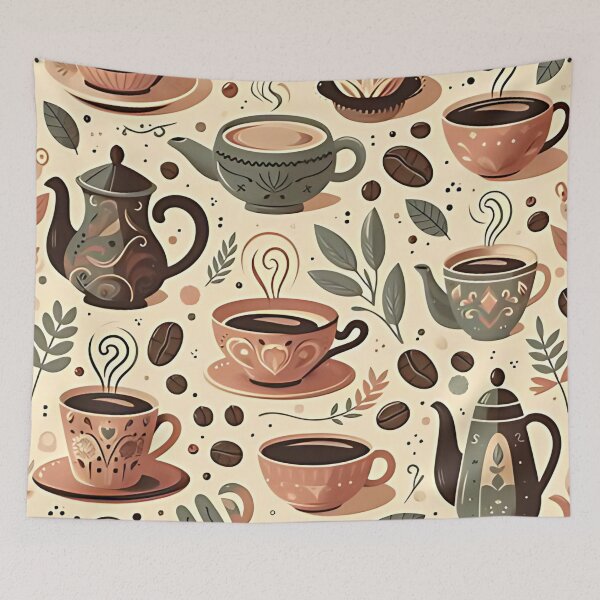Item preview, Charming teapots and cups pattern designed and sold by Haji  Kamora.