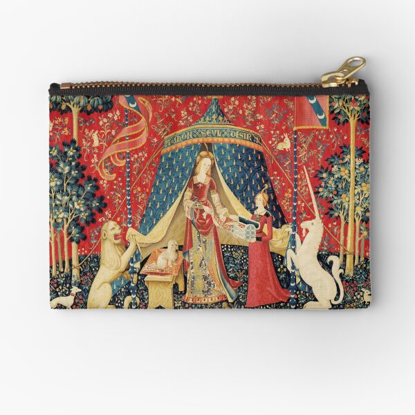 Item preview, LADY AND THE UNICORN DESIRE ,Lion,Fantasy Flowers,Animals,Red Green Floral Tapestry designed and sold by BulganLumini.