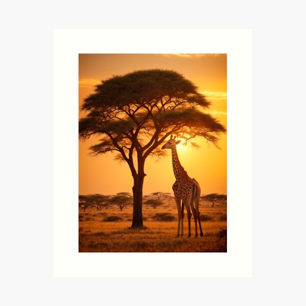 Artikel-Vorschau von Anmutige Giraffe bei Sonnenuntergang in der Wüste, designt und verkauft von Enchanting Art Vista.