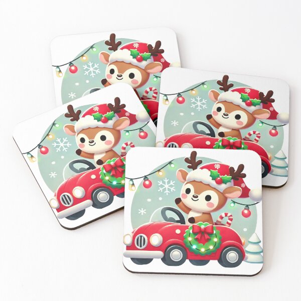Item preview, Christmas Deer Driving Festive Car with Lights and Wreath designed and sold by lubushop1.