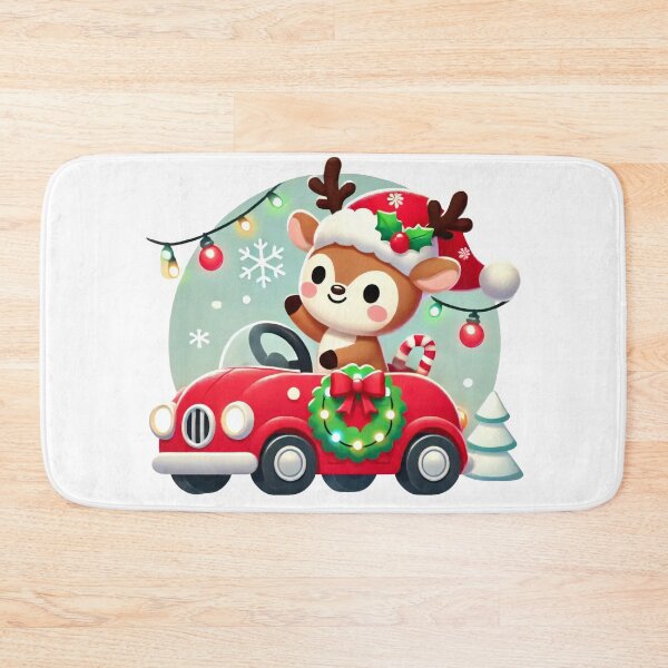 Item preview, Christmas Deer Driving Festive Car with Lights and Wreath designed and sold by lubushop1.