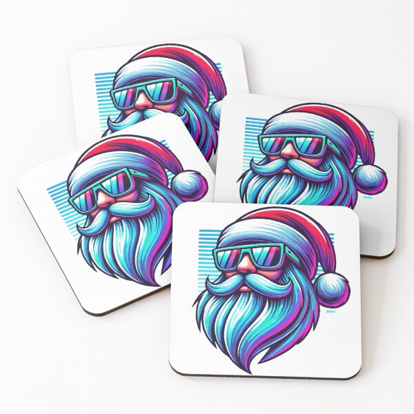 Item preview, Retro Neon Santa with Cool Sunglasses Christmas Art designed and sold by lubushop1.