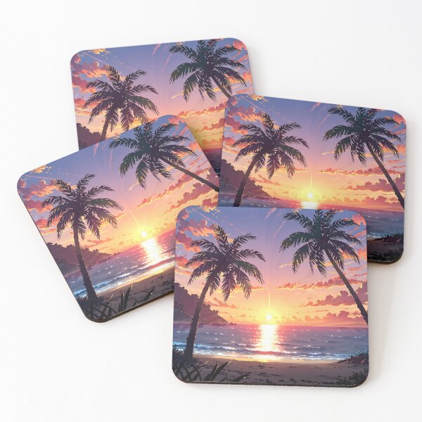 Item preview, Two palm trees in the middle of the sea, bridge, sea and sunset 2 designed and sold by AA-designstore.