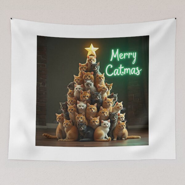 Item preview, Christmas Tree Cats Catsmas designed and sold by InkExpression.