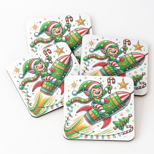 Item preview, Elf Rocketing into Christmas with Candy Canes and Lights designed and sold by lubushop1.