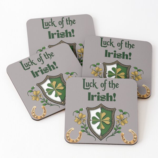 Item preview, Luck of the Irish: A harmonious Saint Patrick's image featuring a Sheild with Shamrock along with golden horseshoes to give a pleasing and balanced design. designed and sold by Grang Art Artistic Designs.