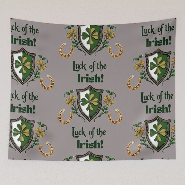Item preview, Luck of the Irish: A harmonious Saint Patrick's image featuring a Sheild with Shamrock along with golden horseshoes to give a pleasing and balanced design. designed and sold by Grang Art Artistic Designs.