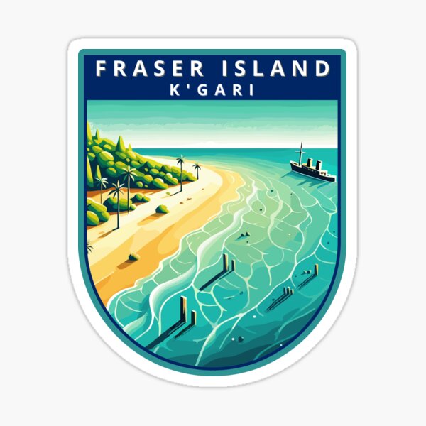 Aperçu de l'œuvre Fraser Island K'gari Rétro Skyline créée et vendue par MaateoDesign.