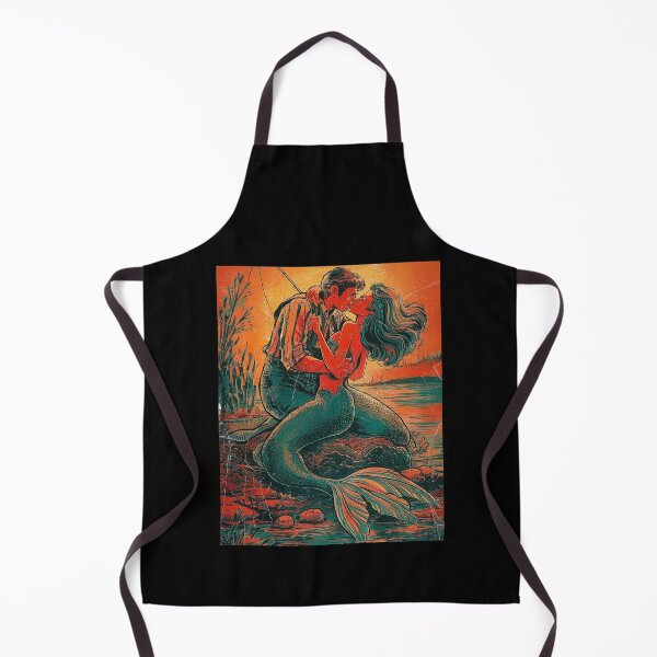 Item preview, Romantic Fisherman and Mermaid Embrace Art - Fantasy Love Illustration designed and sold by love3617.