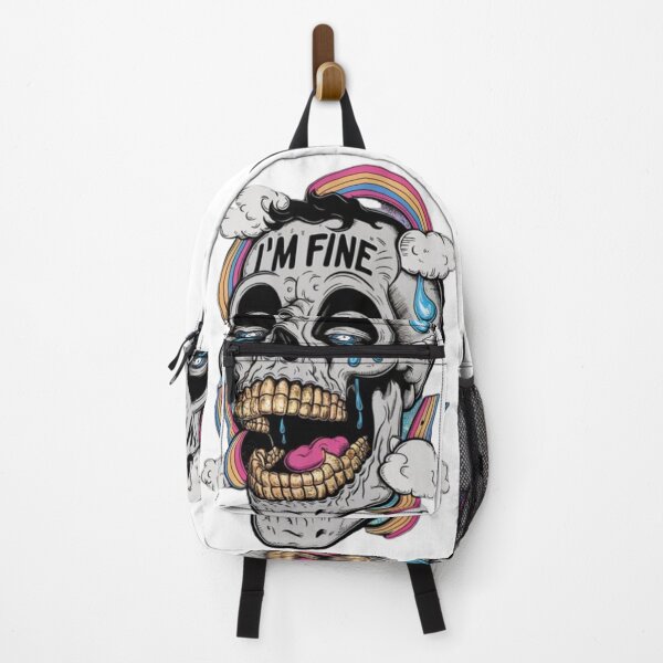 Item preview, I'm fine, crying skull designed and sold by catcraftss.