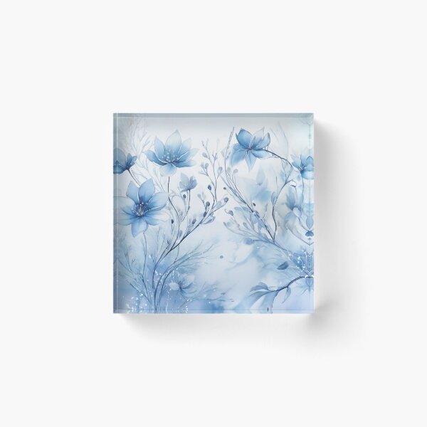 Item preview, Winter flower blooms in the snow, blue, winter, flowers, winter decor,  winter art watercolor painting, blue florals, minimalist abstract style,  watercolor painting, winter season  designed and sold by navitalidesign.