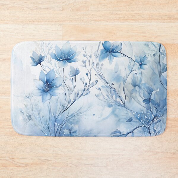 Artikelvorschau, Winterblumen blühen im Schnee, blau, Winter, Blumen, Winterdekor, Winterkunst-Aquarellmalerei, blaue Blumen, minimalistischer abstrakter Stil, Aquarellmalerei, Wintersaison entworfen und verkauft von navitalidesign.