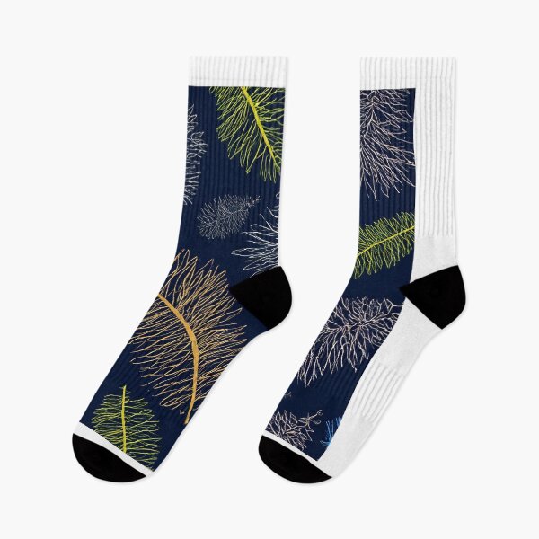 Item preview, Vibrant Leaf Pattern on Navy Blue designed and sold by DigitalGemArt.