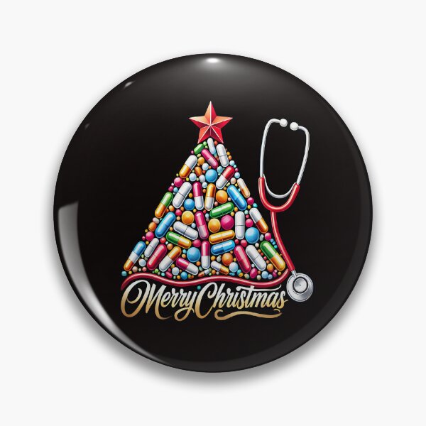 Item preview, Merry Christmas Pill Tree Stethoscope Illustration designed and sold by DrawHandArt.