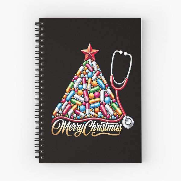 Item preview, Merry Christmas Pill Tree Stethoscope Illustration designed and sold by DrawHandArt.