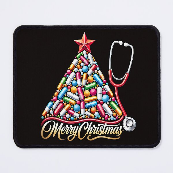 Item preview, Merry Christmas Pill Tree Stethoscope Illustration designed and sold by DrawHandArt.