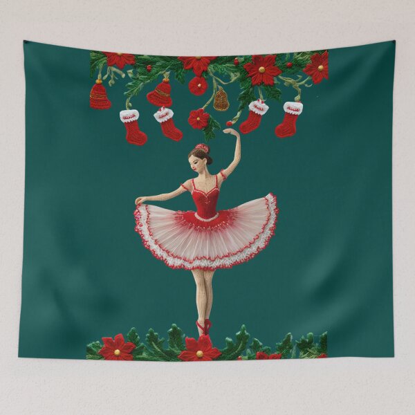 Item preview, Red and Green Christmas Ballerina designed and sold by Ciervo Primavera.