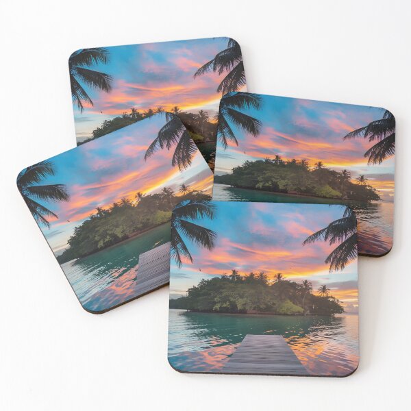 Item preview, Island, palm trees, sea, sky, clouds, sunset, charming nature designed and sold by AA-designstore.