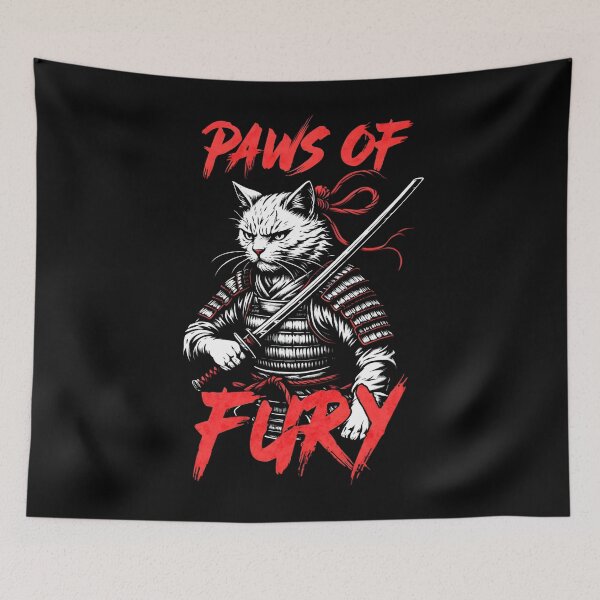 Item preview, Paws of Fury - Samurai Cat designed and sold by TotemTrovia.