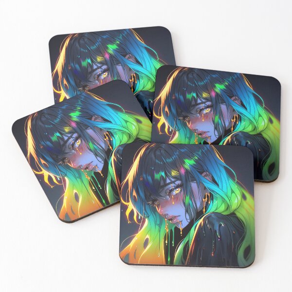 Item preview, Futuristic Neon Glow Aura Anime Girl designed and sold by bubblegoth.