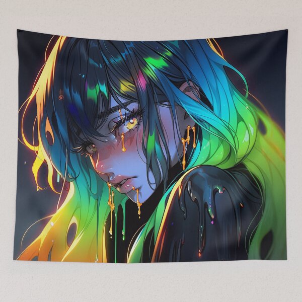 Item preview, Futuristic Neon Glow Aura Anime Girl designed and sold by bubblegoth.