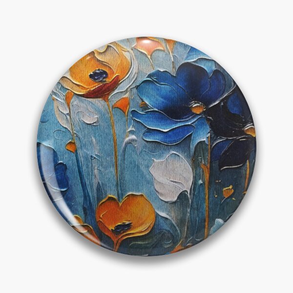 Item preview, Blue and Orange Blooms  designed and sold by Ravenbluff.