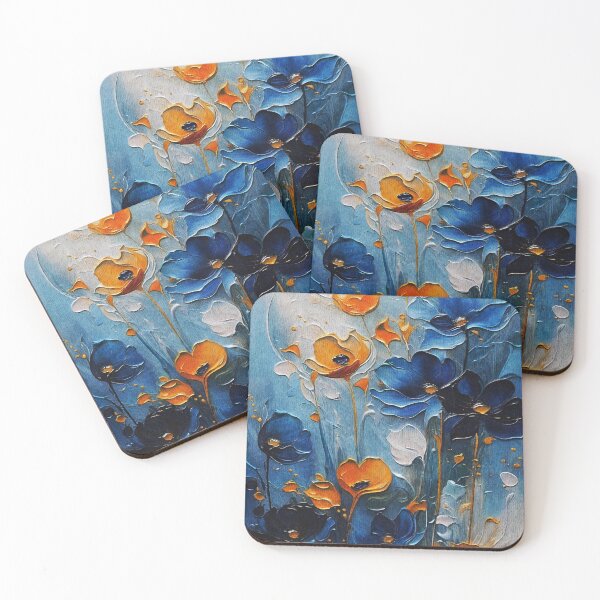 Item preview, Blue and Orange Blooms  designed and sold by Ravenbluff.