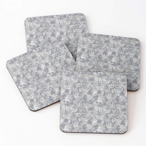 Item preview, Crazy animal exchanging Christmas gifts gray designed and sold by Alessandro Remo Mazzoni Remotextiles.