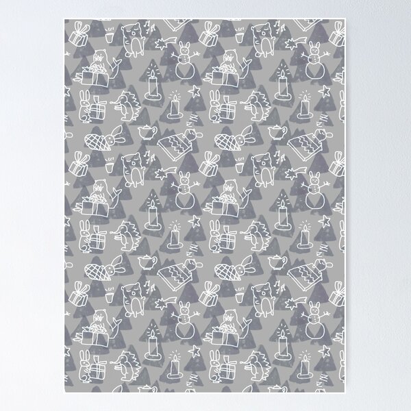 Item preview, Crazy animal exchanging Christmas gifts gray designed and sold by Alessandro Remo Mazzoni Remotextiles.