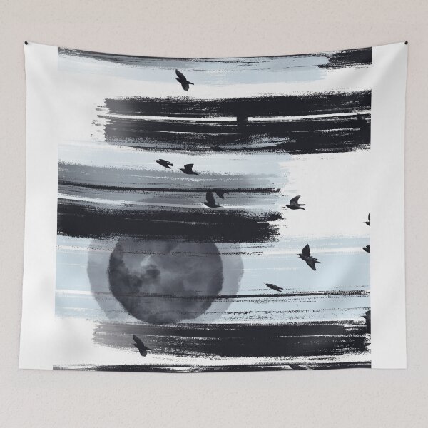 Item preview, Japandi minimalist abstract watercolor birds landscape painting,  brush stokes,  muted color palette,  minimalist modern decor posters,  abstract painting,  minimalist landscape  designed and sold by navitalidesign.