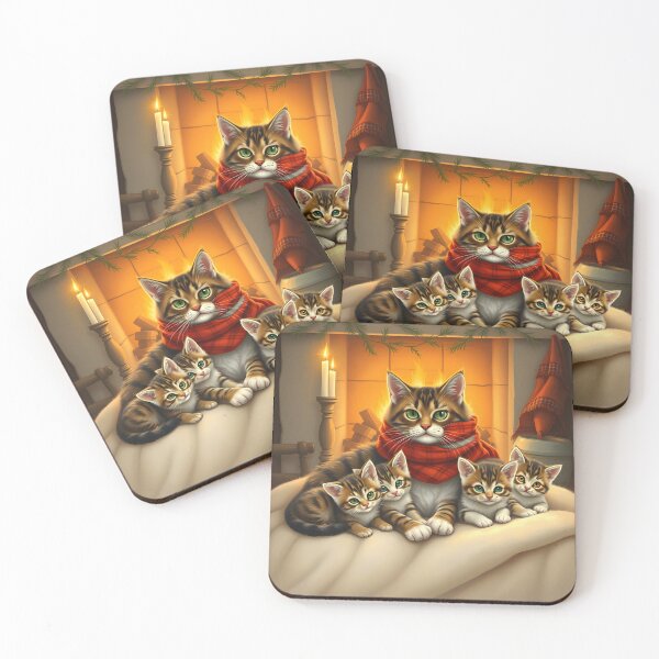 Item preview, Christmas Mama Cat and Kittens designed and sold by DottiesGirl.