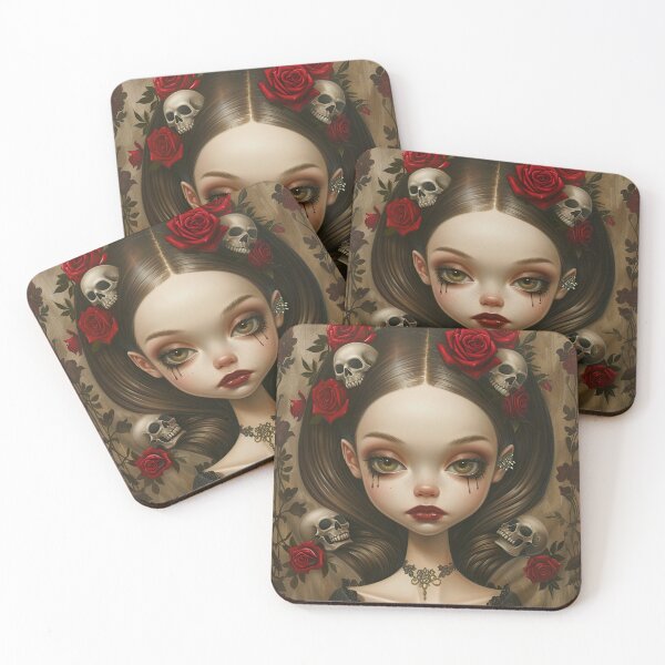 Item preview, Gothic Beauty with Roses and Skulls. Pop Surrealism Art inspired by Mark Ryden. Lowbrow art.. designed and sold by Piagor.