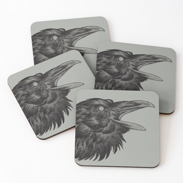 Item preview, Raven Head Tattoo Aesthetic Drawing - Whimsigoth Moody Art designed and sold by Arcane Orchid.