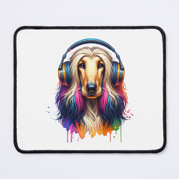 Item preview, Afghan Hound with Headphones designed and sold by MyCozyCorner24.