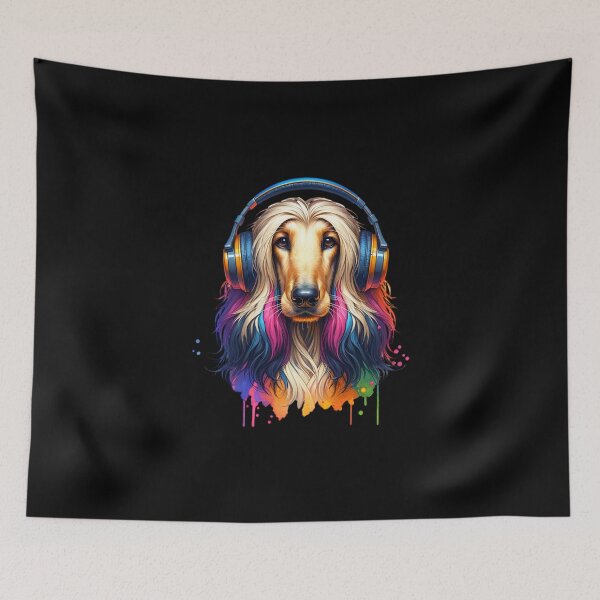 Item preview, Afghan Hound with Headphones designed and sold by MyCozyCorner24.