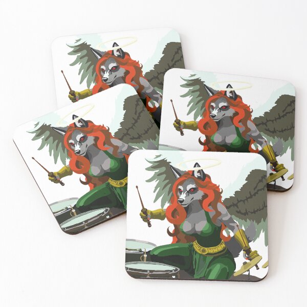 Item preview, Rockin' Angelic Wolf Drummer Woman designed and sold by KlakkDrawsStuff.