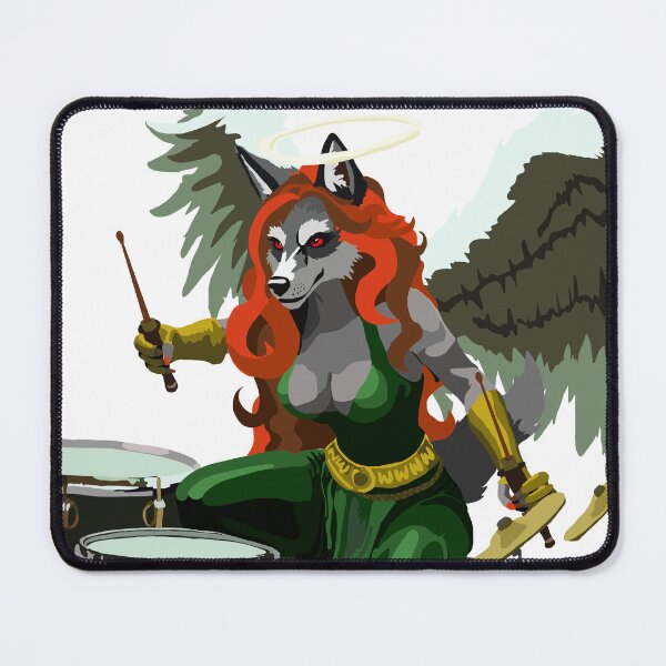 Item preview, Rockin' Angelic Wolf Drummer Woman designed and sold by KlakkDrawsStuff.