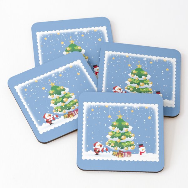 Item preview, Christmas Tree with Santa and Snowman Postcard designed and sold by MarikaJohnson.