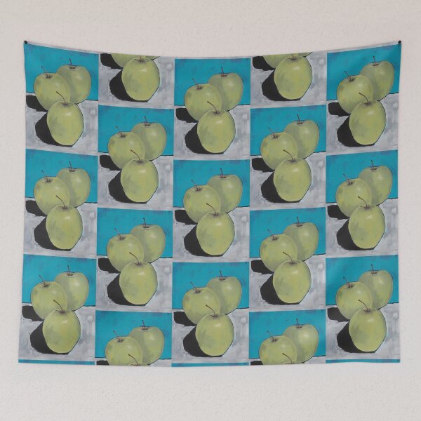 Item preview, Green apples on blue. designed and sold by Shelly  Moore.