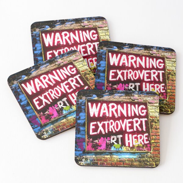 Item preview, Neon "Warning: Extrovert Here" Fun Sign Design designed and sold by Artbyminga.