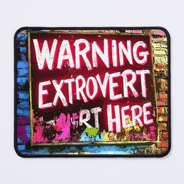 Item preview, Neon "Warning: Extrovert Here" Fun Sign Design designed and sold by Artbyminga.