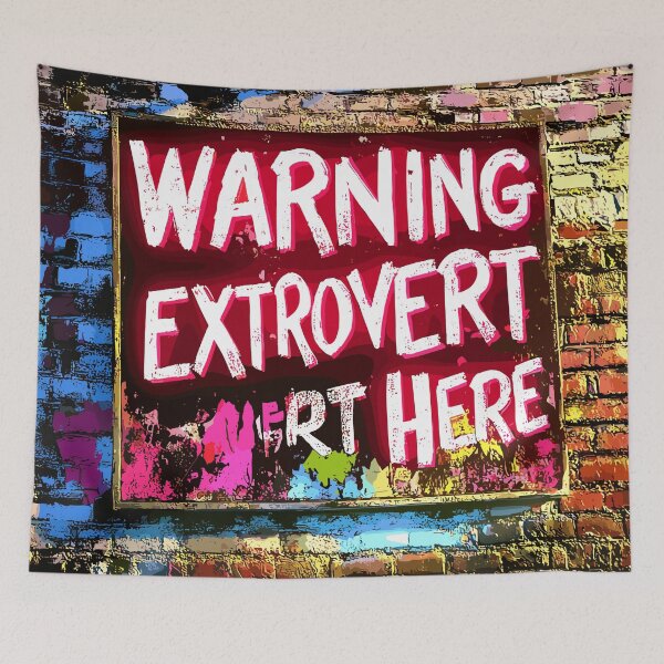 Item preview, Neon "Warning: Extrovert Here" Fun Sign Design designed and sold by Artbyminga.