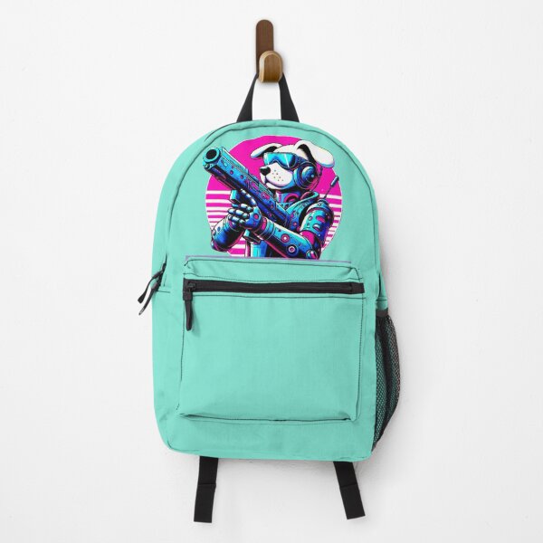 Item preview, Dog with Retro Futuristic Gun in Pink and Blue, Design with Inspirational Quote 'If not now, when?' designed and sold by AstronautMerch.