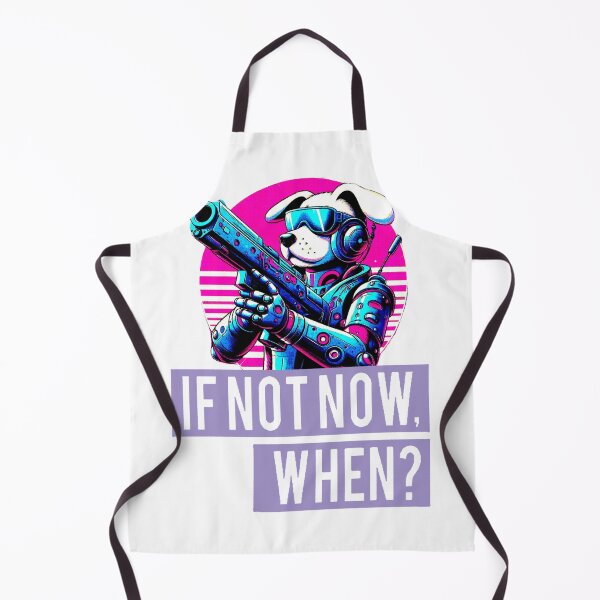 Item preview, Dog with Retro Futuristic Gun in Pink and Blue, Design with Inspirational Quote 'If not now, when?' designed and sold by AstronautMerch.