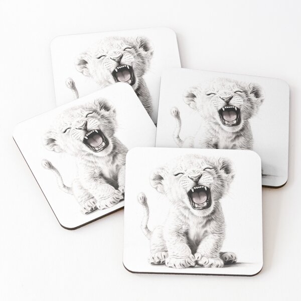 Item preview, Black and white Lion cub pencil drawing designed and sold by Pencil-Art.