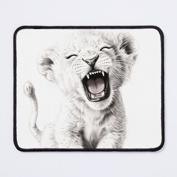 Item preview, Black and white Lion cub pencil drawing designed and sold by Pencil-Art.