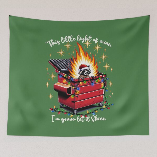 Item preview, Dumpster Fire Raccoon Christmas, Feral Christmas designed and sold by Creative-Hearts.