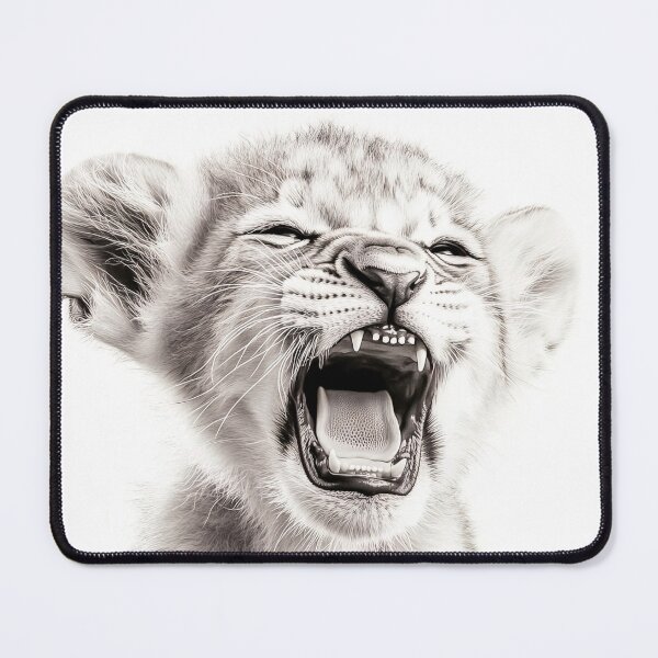 Item preview, Black and white Lion cub pencil drawing designed and sold by Pencil-Art.