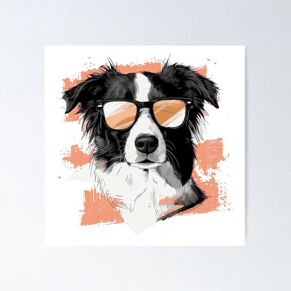 Item preview, Minimalist Hipster Border Collie with Sunglasses designed and sold by Danukie.